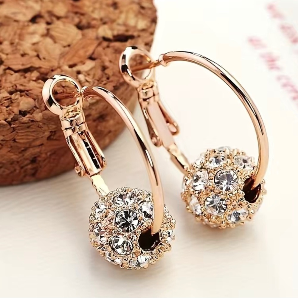 Golden Bead & CZs Earrings